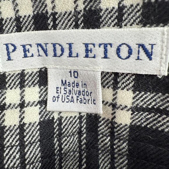 Pendleton Wool Plaid Mini Skirt Button Front Black White Pattern NWT Size 10 - Picture 3 of 10